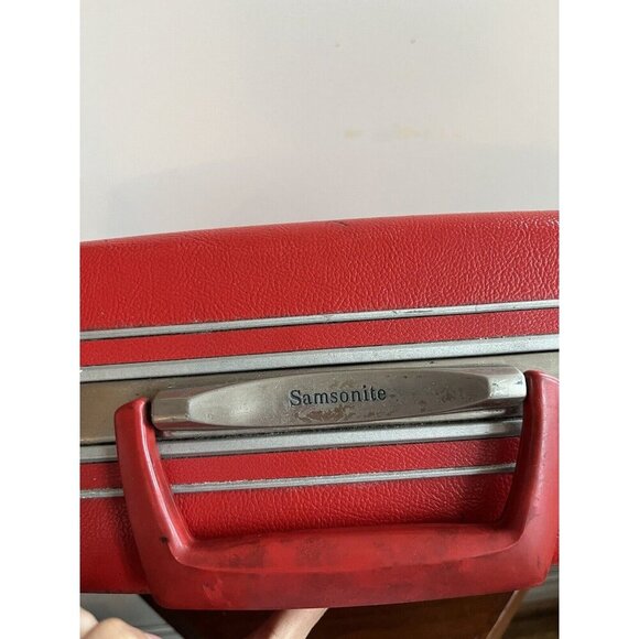 Samsonite Vintage 1960s Red Hard Shell Handheld Carry-on Luggage - Picture 8 of 16